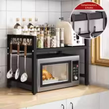 Expandable Microwave Shelf | Microwave Countertop Organizer | Adjustable Kitchen Shelf | Microwave Storage Rack | Kitchen Countertop Shelf | Tableware Storage Organizer | Space Saving Kitchen Rack | Rust Resistant Shelf | Kitchen Storage Organizer | Expandable Kitchen Organizer