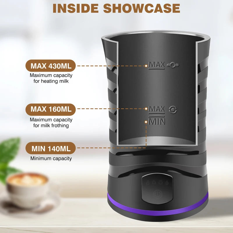 Electric Milk Frother | Milk Steamer Machine | Hot Chocolate Maker | Coffee Milk Frother | Electric Milk Foam Maker | Latte Frother | Cappuccino Milk Frother | Hot Milk Frother | Coffee Drink Maker | Kitchen Milk Frother