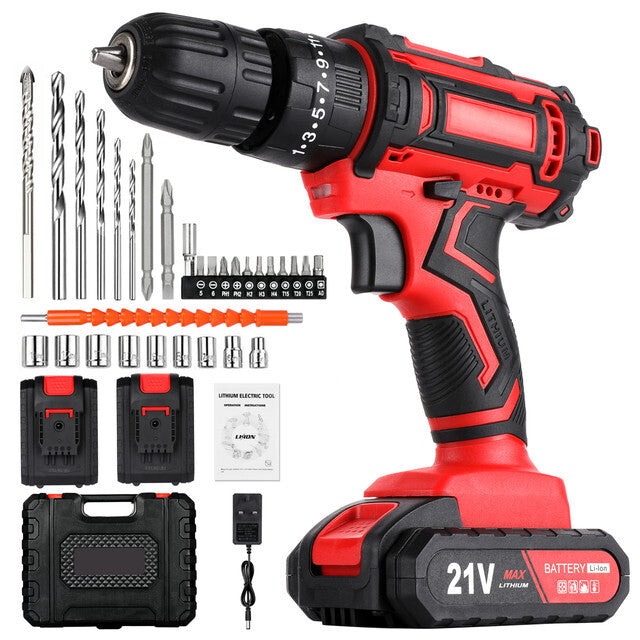 21V Cordless Drill | Hammer Drill Set | Cordless Impact Driver | Electric Screwdriver | Rechargeable Drill | Cordless Power Tool | DIY Drill Set | Electric Hammer Drill | Home Repair Drill | Cordless Screwdriver Set