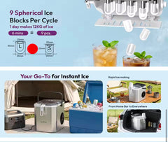 Countertop Ice Maker | Portable Ice Machine | Fast Ice Maker | Ice Cube Maker | Home Ice Maker | Kitchen Ice Machine | Compact Ice Maker | Electric Ice Maker | 9 Cube Ice Maker | Quick Ice Maker