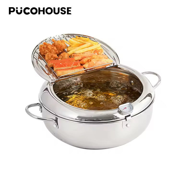 Tempura Deep Fryer | Japanese Deep Fryer | Tempura Frying Pot | Deep Fry Cooking Pot | Home Fryer Pot | Japanese Style Fryer | Tempura Cooker | Kitchen Frying Pot | Deep Fry Pan | Homemade Tempura Fryer