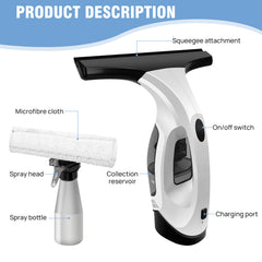 Cordless Window Vacuum | Window Cleaning Vacuum | Glass Cleaning Vacuum | Window Cleaner Machine | Detachable Water Tank Vacuum | Handheld Window Cleaner | Mirror Cleaning Vacuum | Shower Screen Cleaner | Portable Window Vacuum | Streak Free Window Cleaner